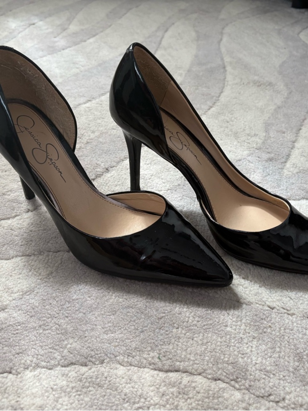 Jessica Simpson Black Patent Pointed Toe Stilettos